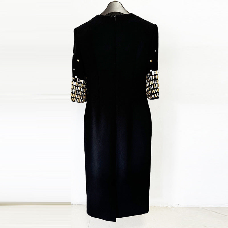 Glamorous Fashion Bead Half-sleeve Midi Dress Dresses