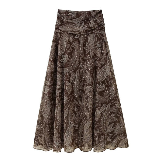 Women's Fashion Chiffon Printed Big Hem Skirts