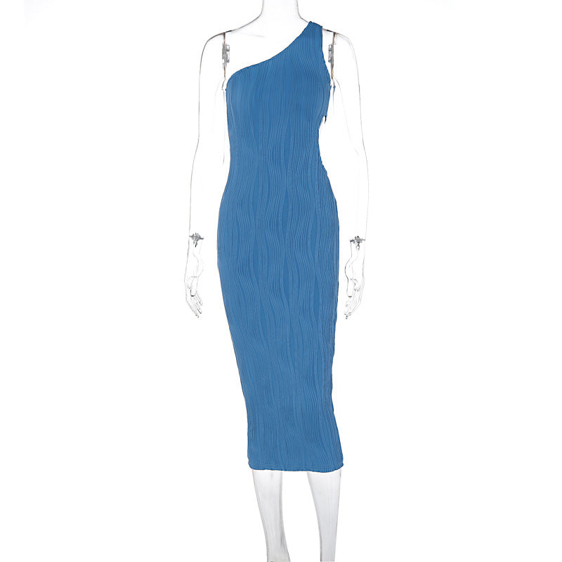 Women's Summer Fashion Solid Color Striped Slim Dresses