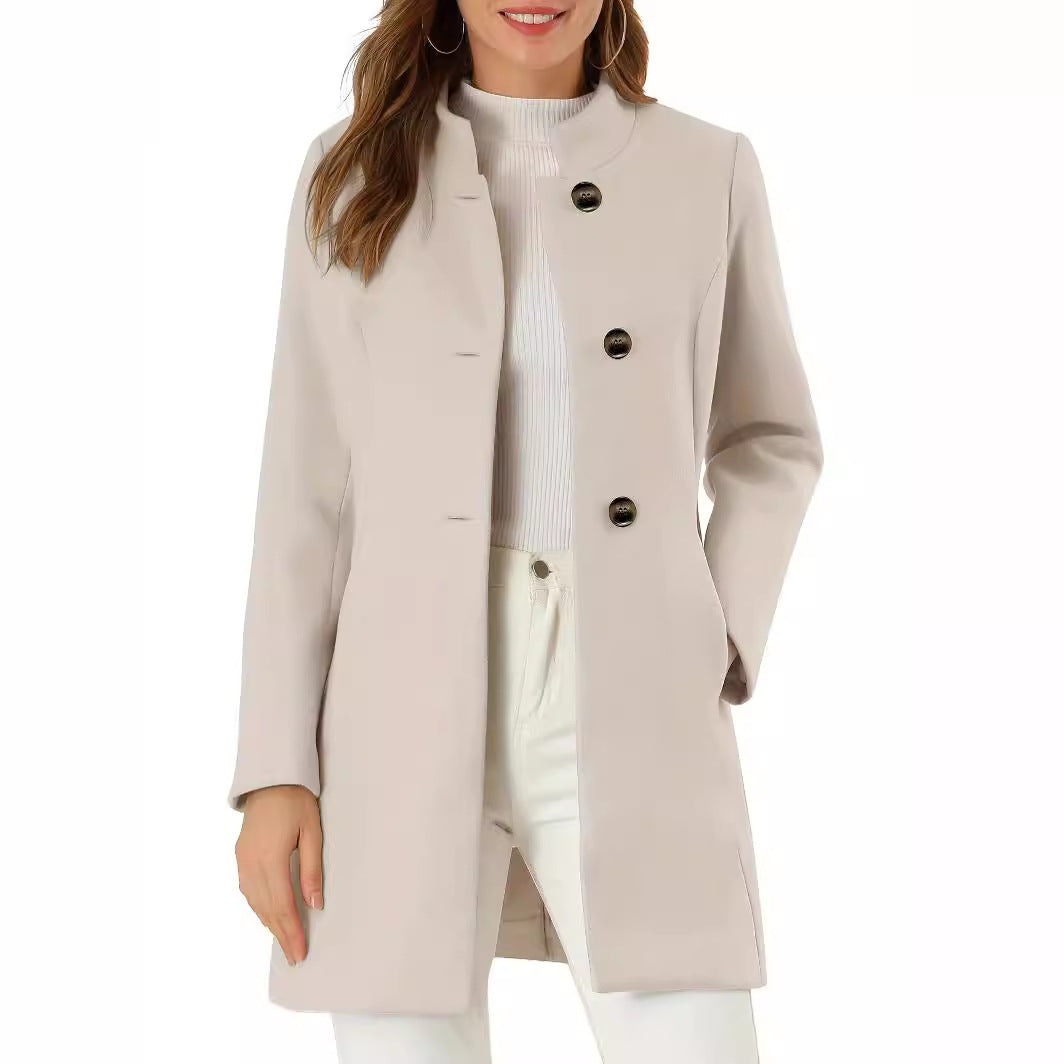 Women's Casual Solid Color Thick Long Sleeves Coats