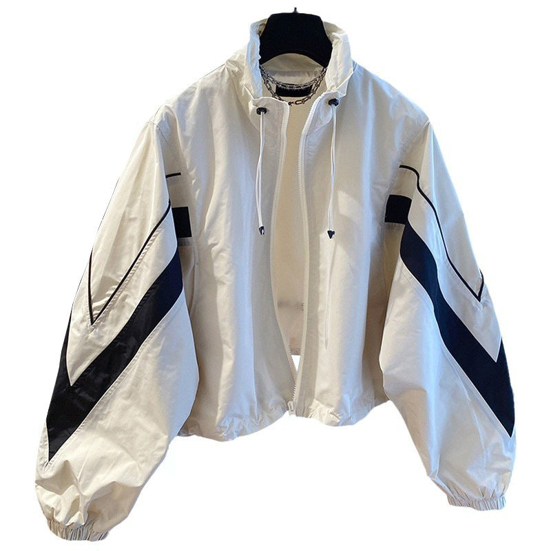 Color Contrast Patchwork Double Pocket Lapel Blouses