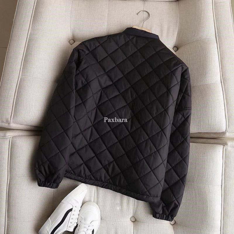 Women's Temperament Commute Stand Collar Zipper Plaid Coats