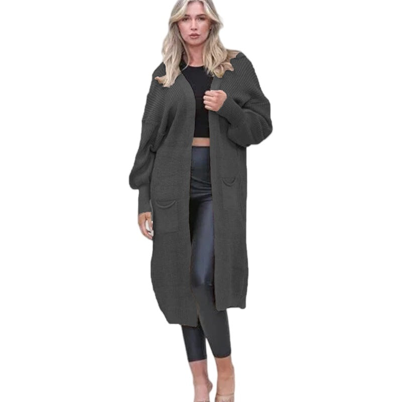 Women's Autumn Knitted Winter Set Loose Pockets Long Women's Sweater