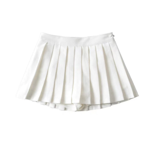 Women's Color High Waist Pleated Summer Front Skirts