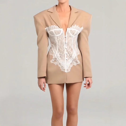 Women's High-grade Lace Stitching Autumn Thin Fashionable Blazers
