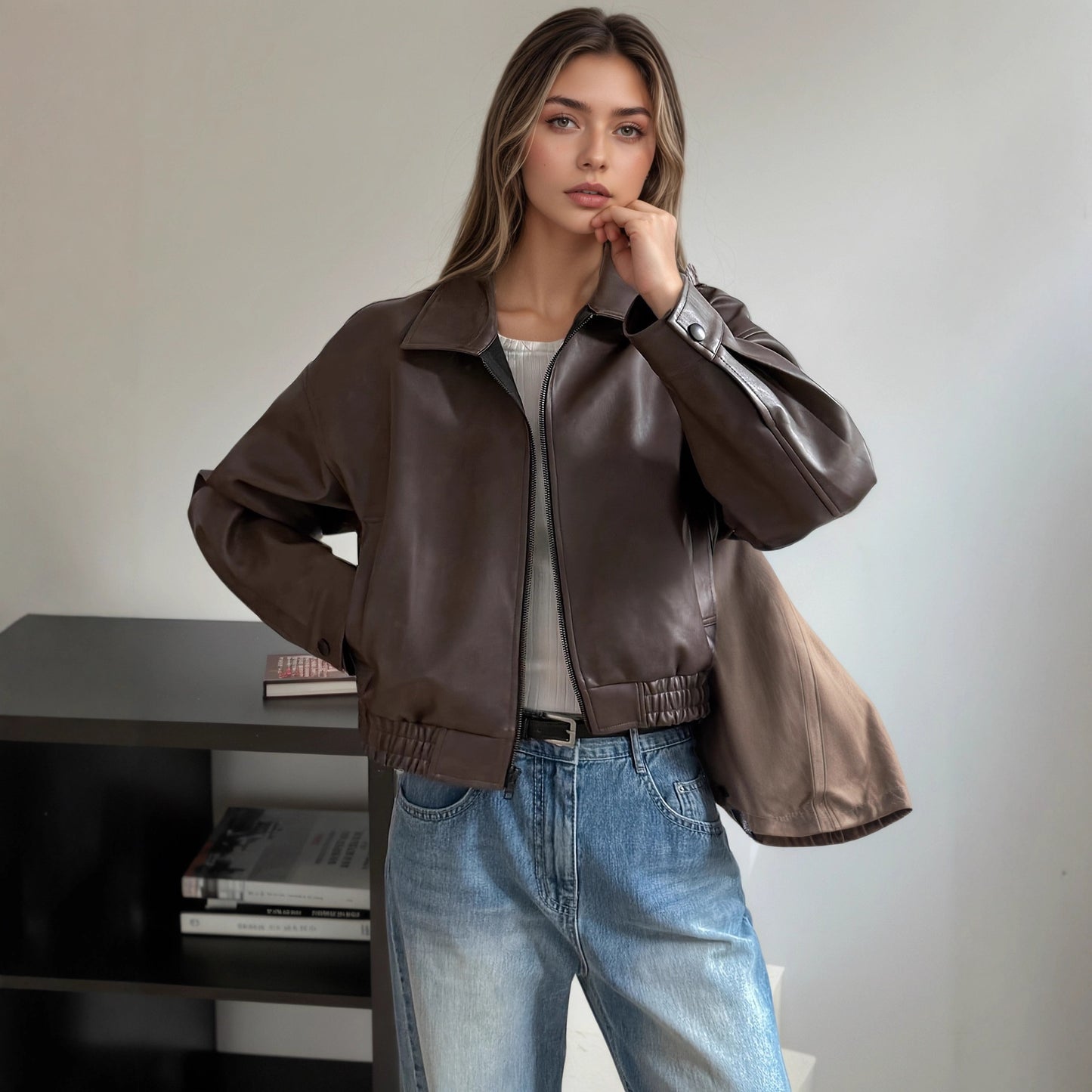 Women's Casual Leather Motorcycle Retro Long-sleeved Jackets