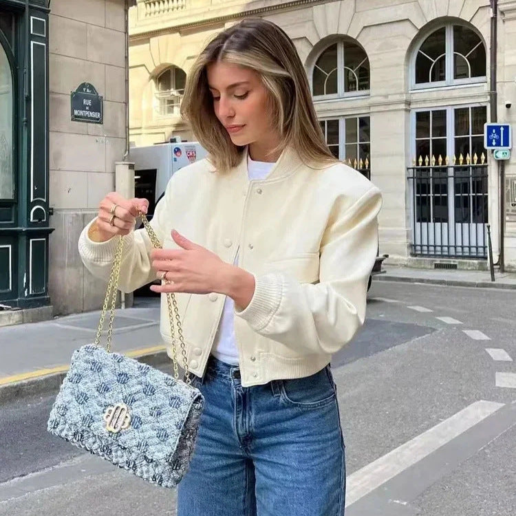 Women's Comfortable Spring Large Pocket Bomber Jackets