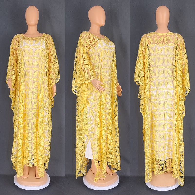 African Water Soluble Lace Loose Long Dresses