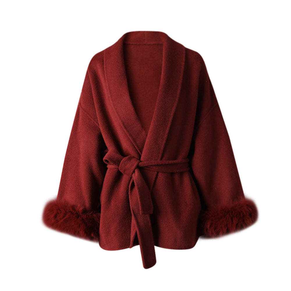 Women's Fox Fur Double-sided Wool Overcoat Winter Coats