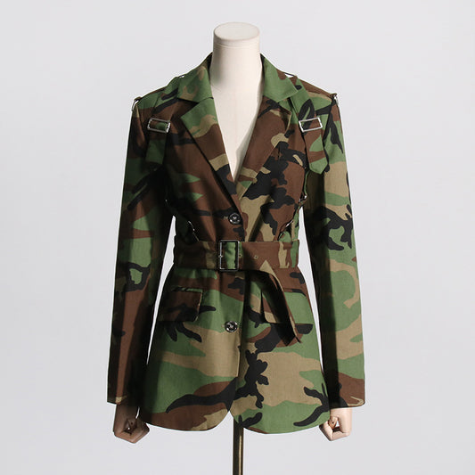 Women's Autumn Street Hipster Camouflage Printed Slimming Blazers