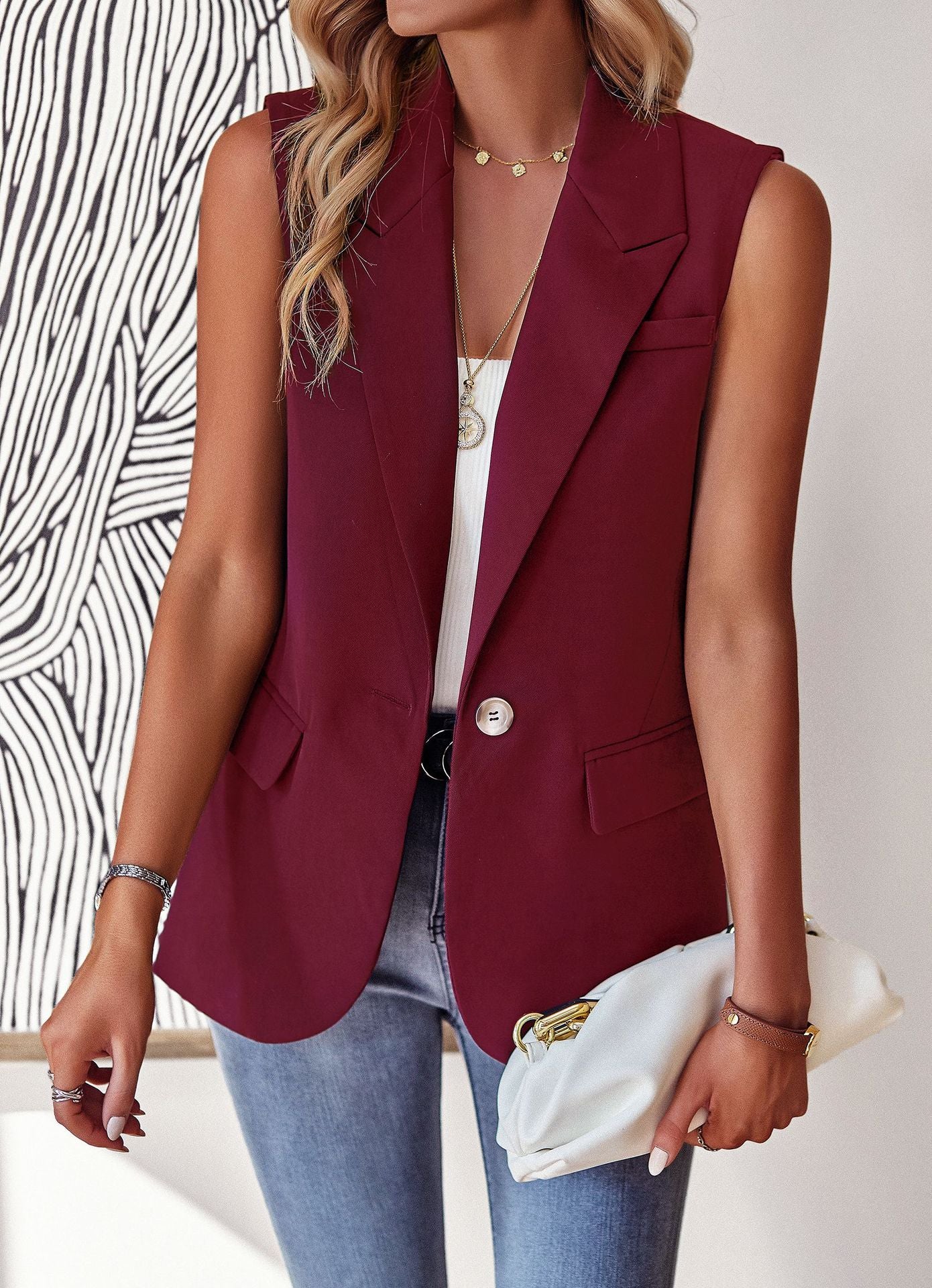 Women's Beautiful Loose Temperament Commuter Sleeveless Blazers