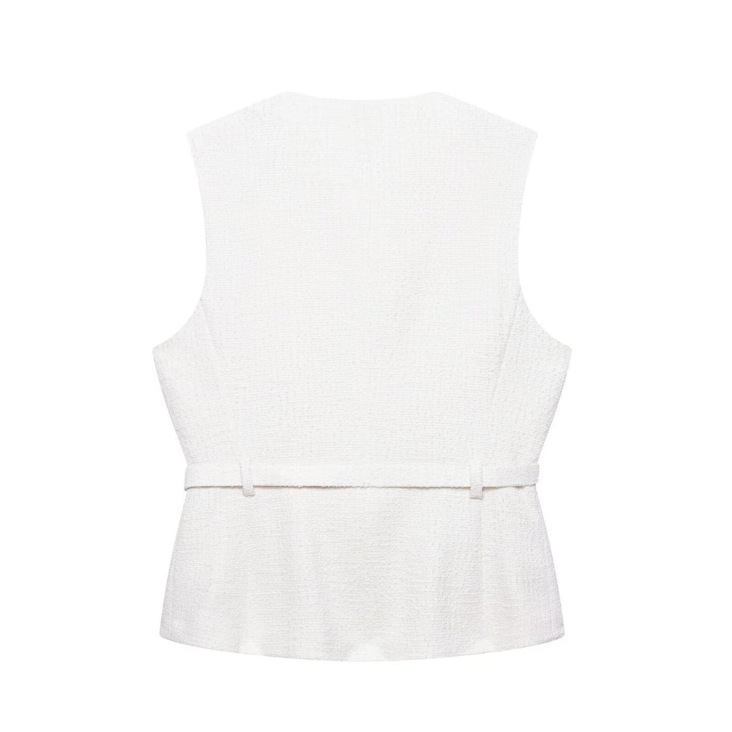 Women's Summer Classic Style With Belt Texture Vests