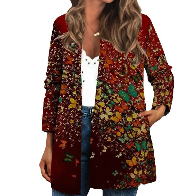 Women's Ethnic Style Floral Print Long Sleeve Jackets