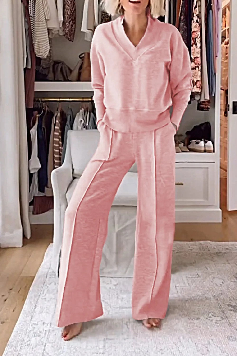 Autumn Casual Long Sleeve Loose Wide Leg Suits