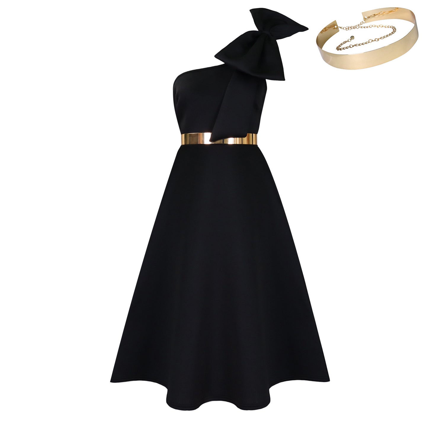 Women's Summer Fashion Oblique Shoulder Bow Banquet Dresses