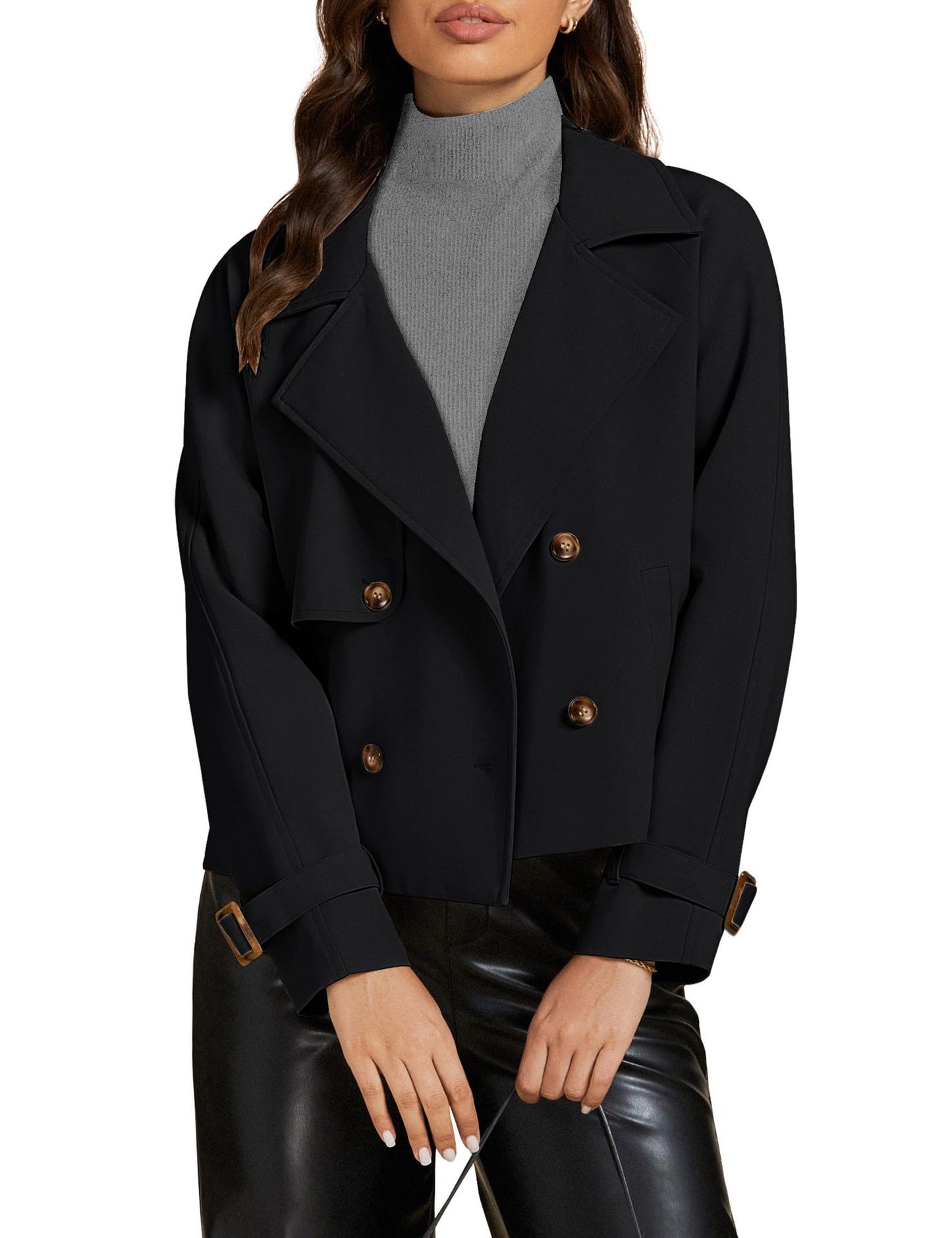 Women's Trench Long-sleeved Double-breasted Lapel Casual Coats