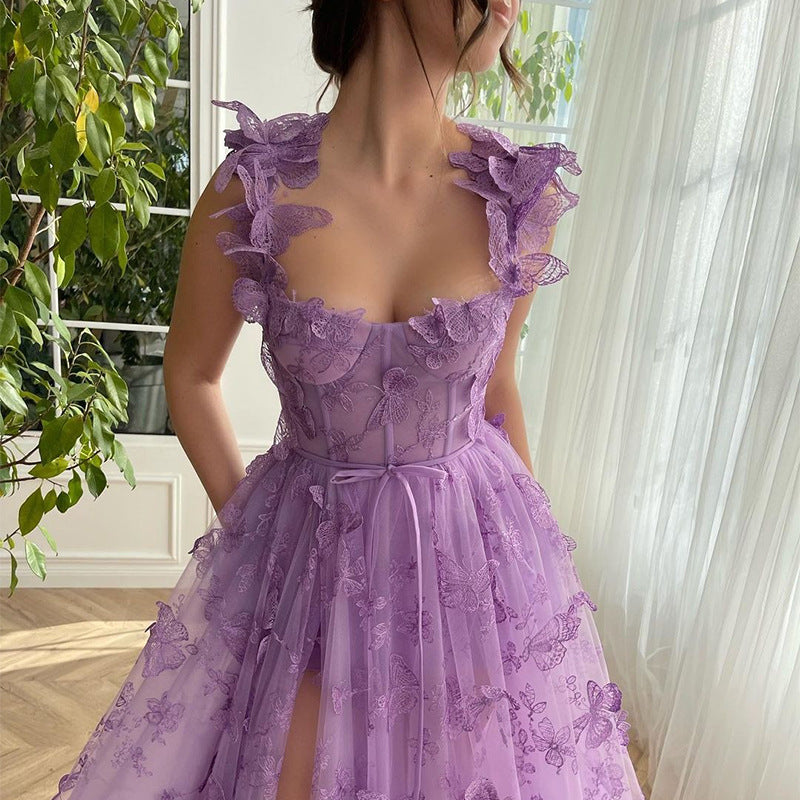 Women's Dress Tulle Spaghetti Straps Sleeveless High Wedding Dresses