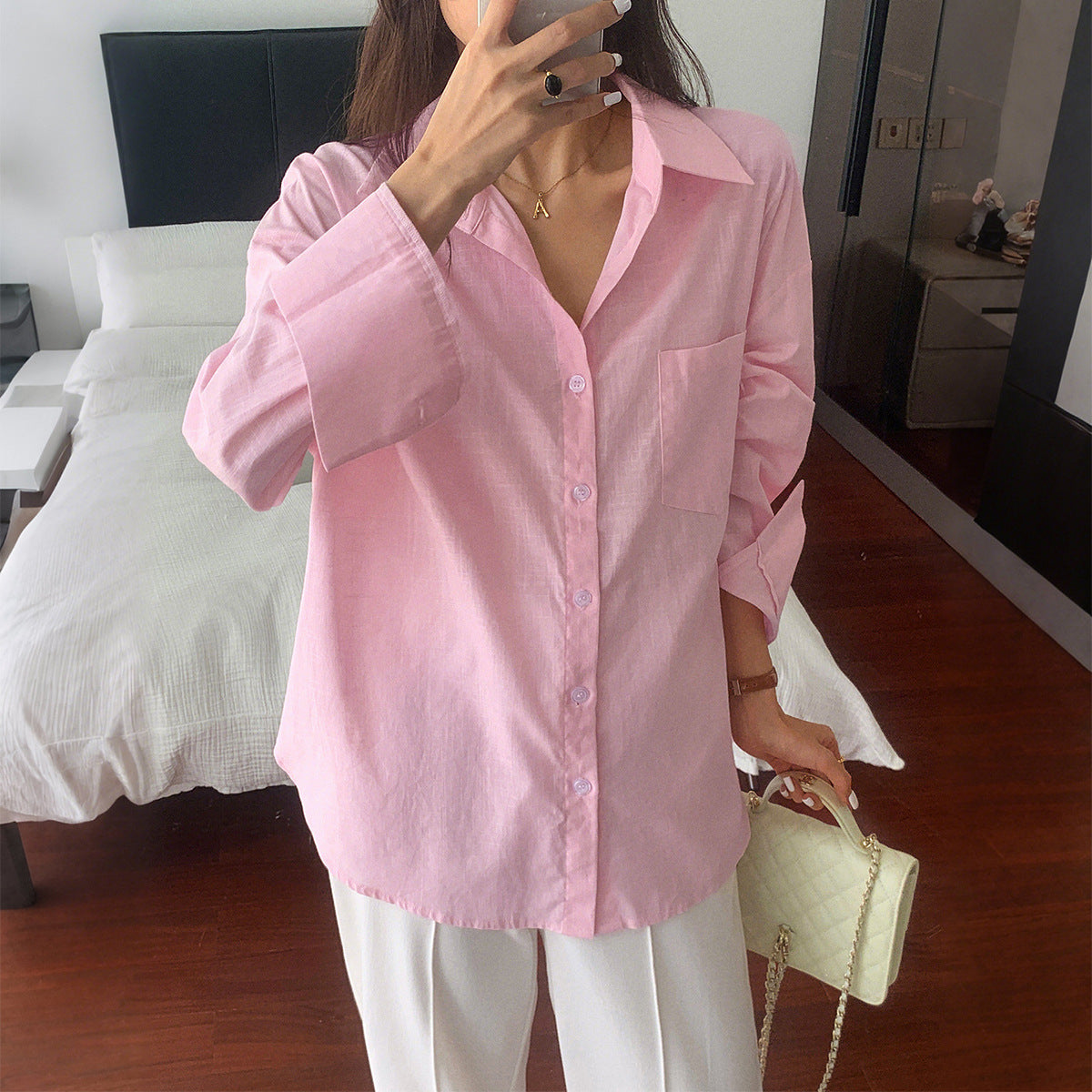Women's Leisure Vacation Advanced Long-sleeved Small Shirt Clothing