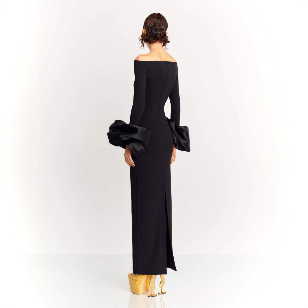 Women's Long Sleeve Puffed Sleeves Split Dress Dresses