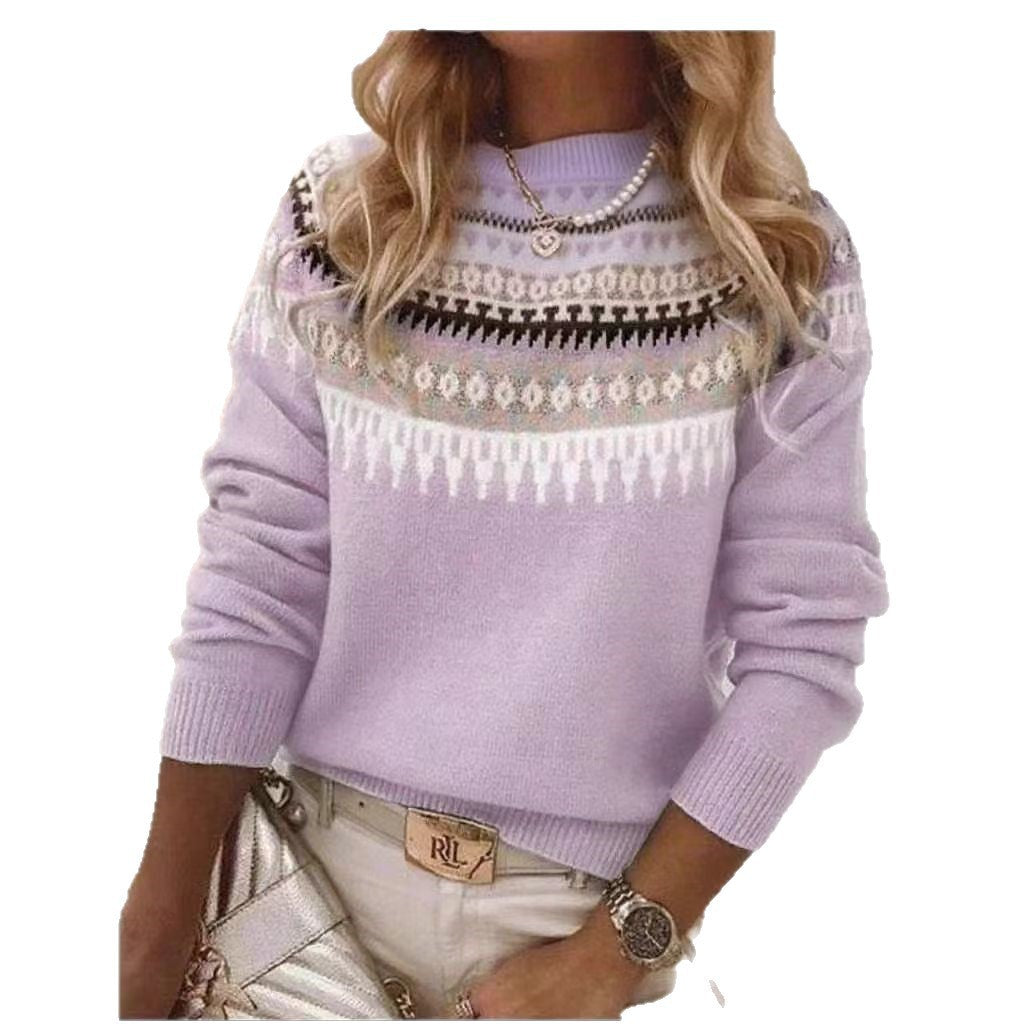 Women's Round Neck Multicolor Loose Fashion Pullover Sweaters