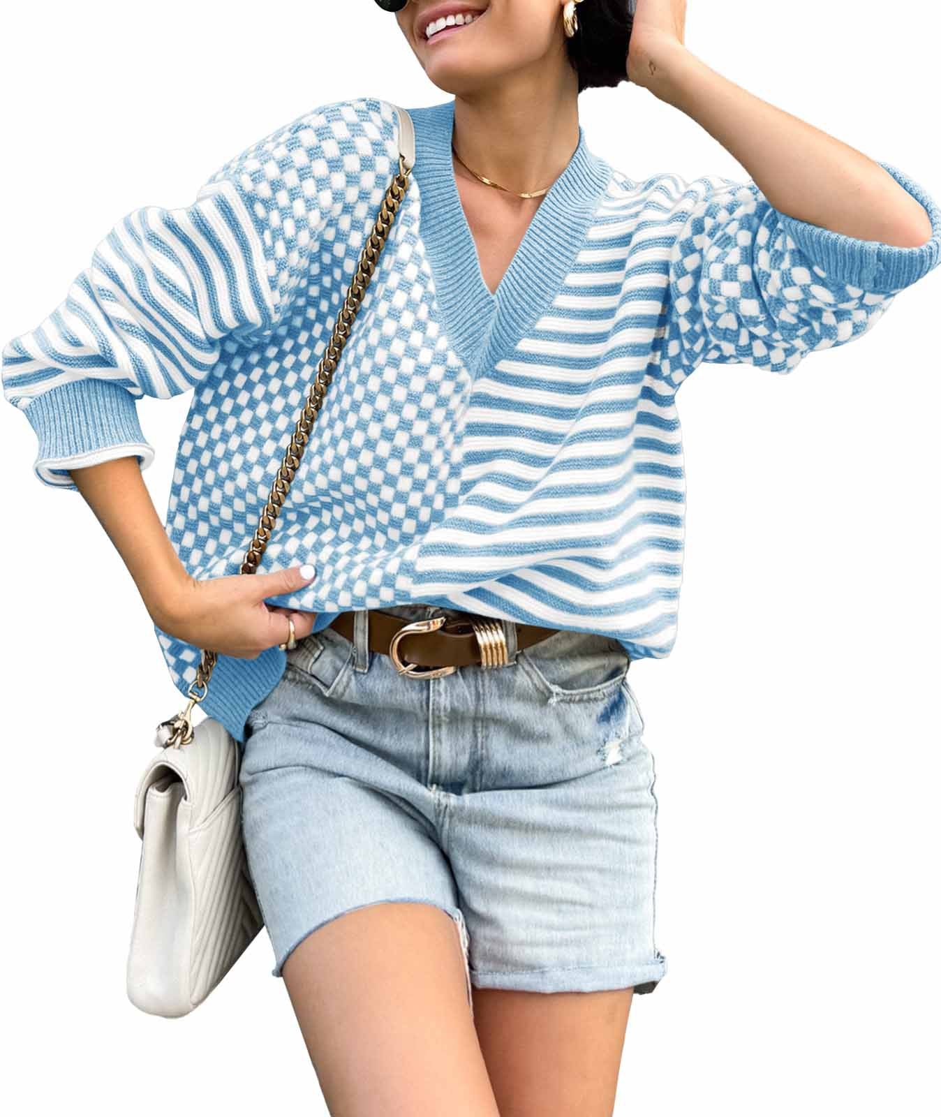 Women's V Neck Loose Street Fashion Design Sweaters