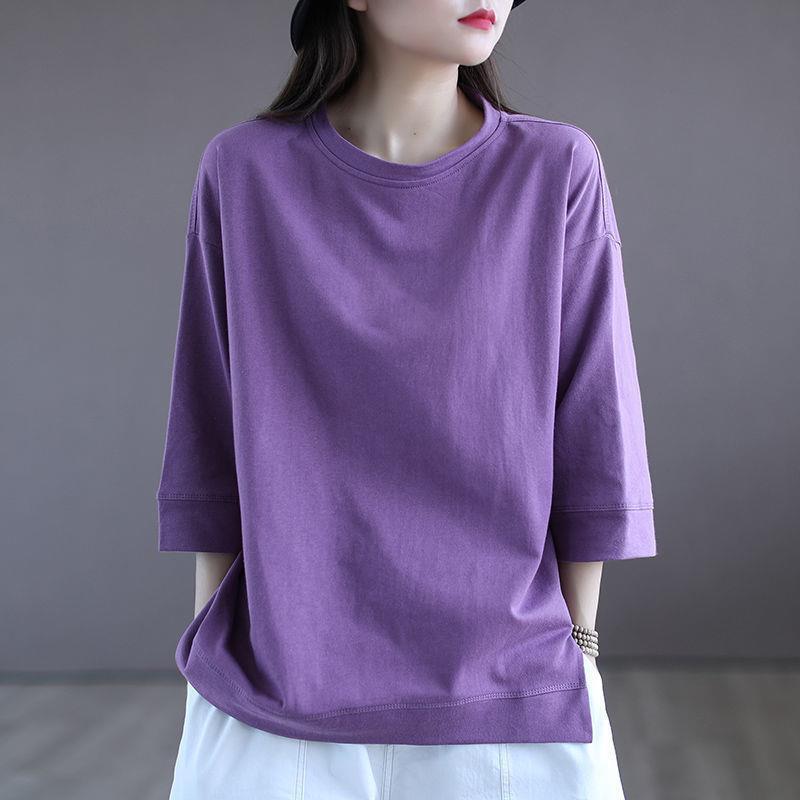 Women's Summer Loose Bottoming Shirt With Solid Blouses