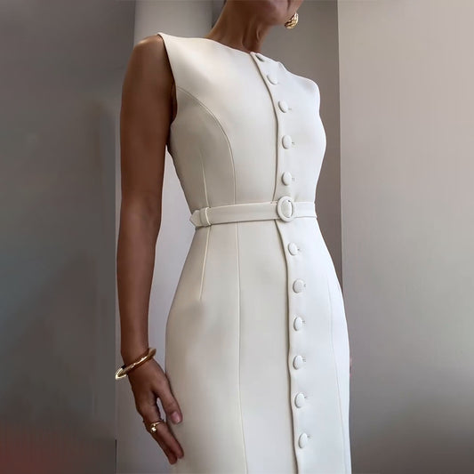 Summer Elegant Belt Slimming Commuting Dress Dresses