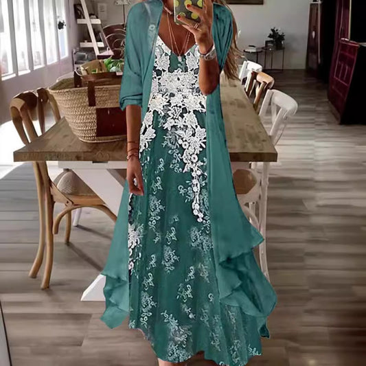 Women's Print Holiday Suspender Dress Indian Style Large Swing Dresses