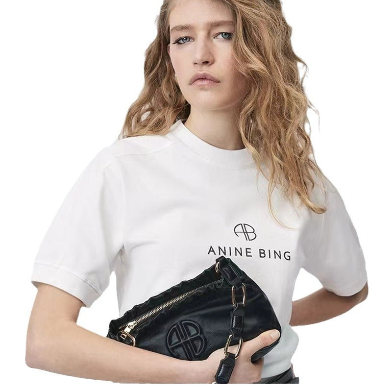 Women's North American Niche Front Printed Classic Letter Patchwork Blouses