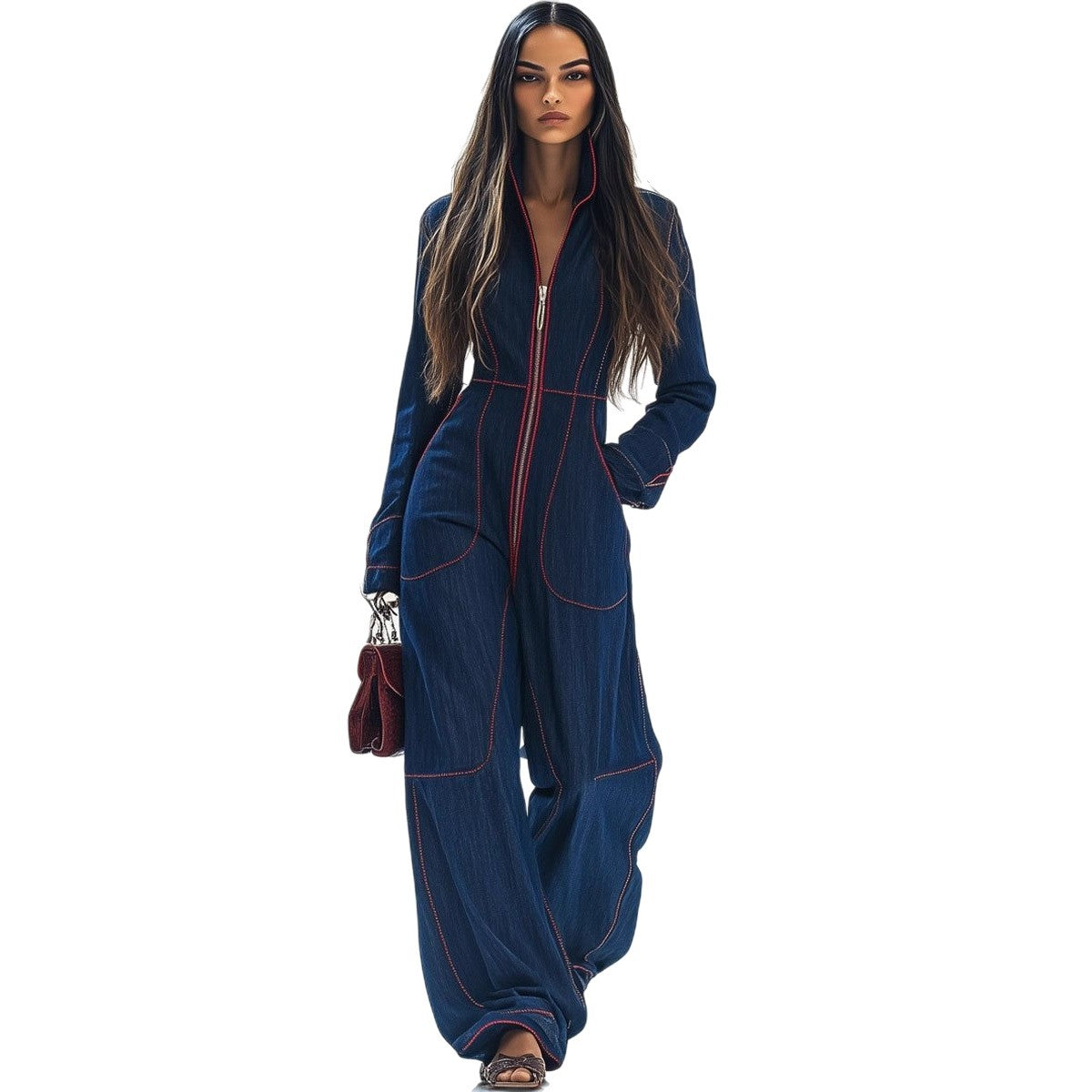 Women's Slim Casual Solid Color Large Pocket Jumpsuits