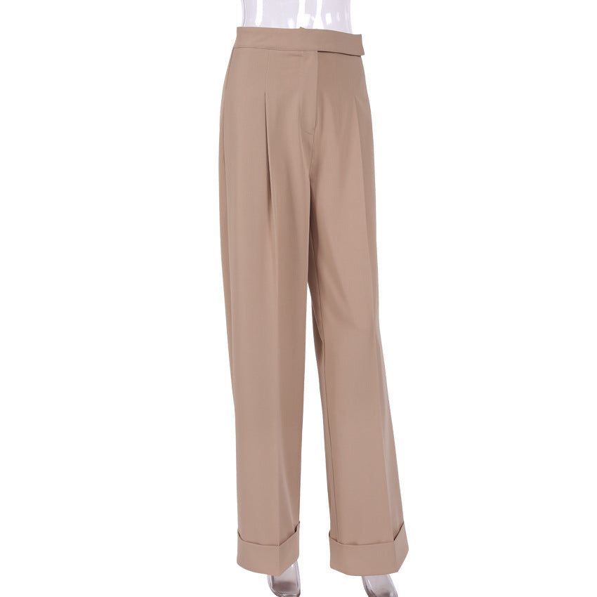 Women's Black Mopping Loose High Waist Commuter Suits