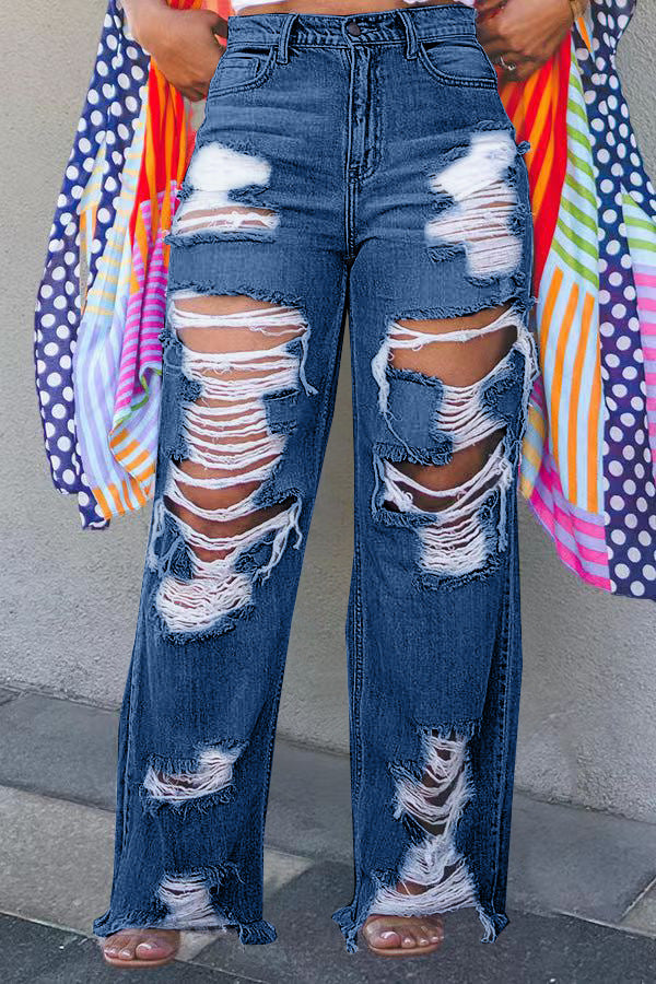 Casual Slouchy Sexy Fashion Burnt Ripped Jeans