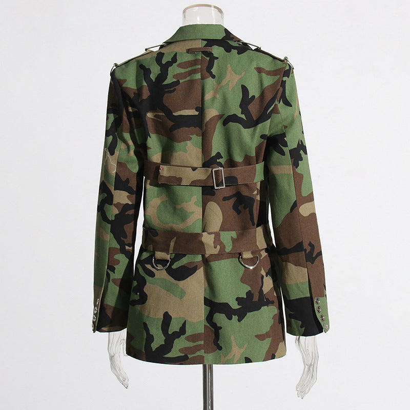 Women's Fashionable Personalized Camouflage Niche Design Printed Blazers