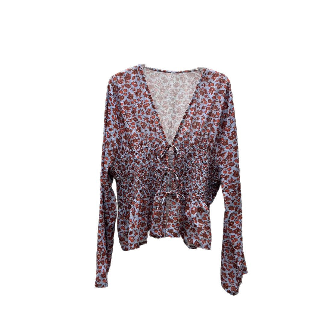 Women's French Style Shirt Summer Pastoral Floral Bow Waist Long Blouses