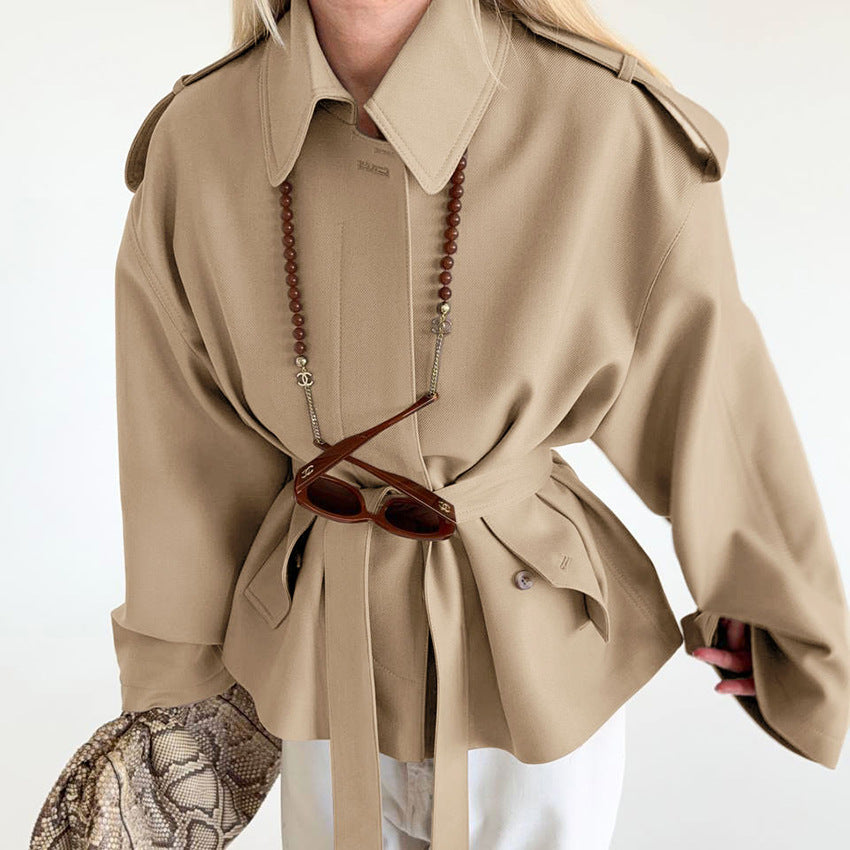 Brushed Veet Long Sleeve Trench Design Coats