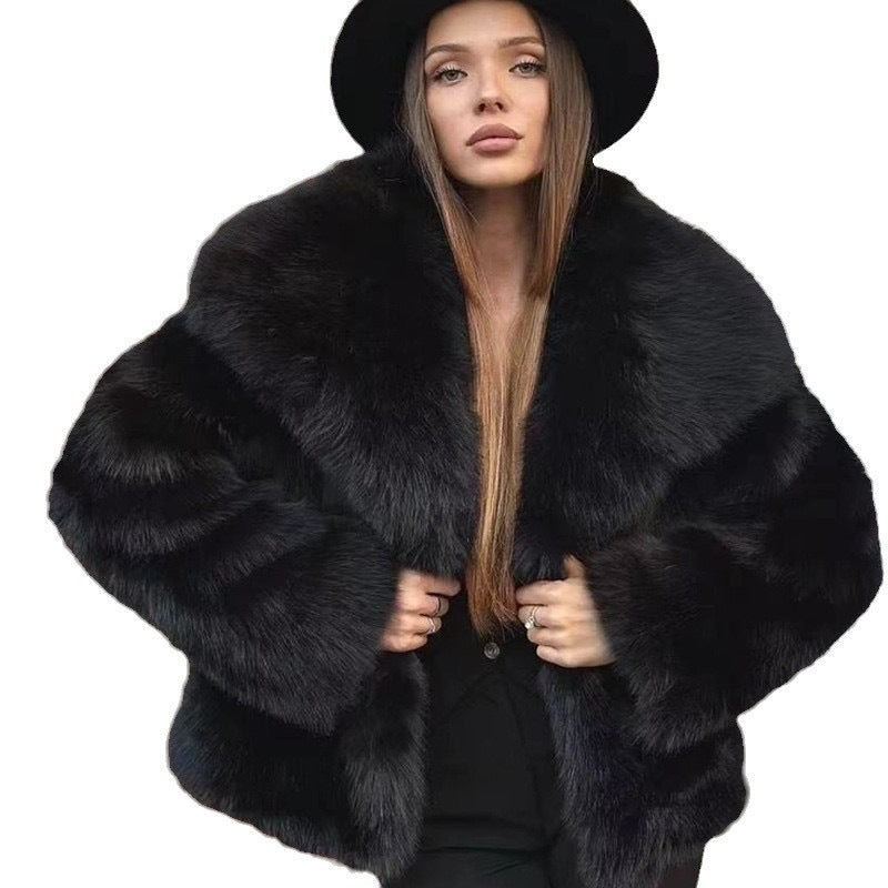 Women's Fur Large Lapel Street Shot Fluffy Coats