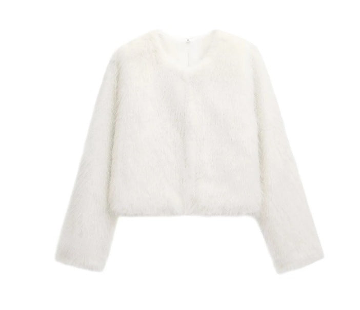 Women's Artificial Leather Fur Effect Style Jackets