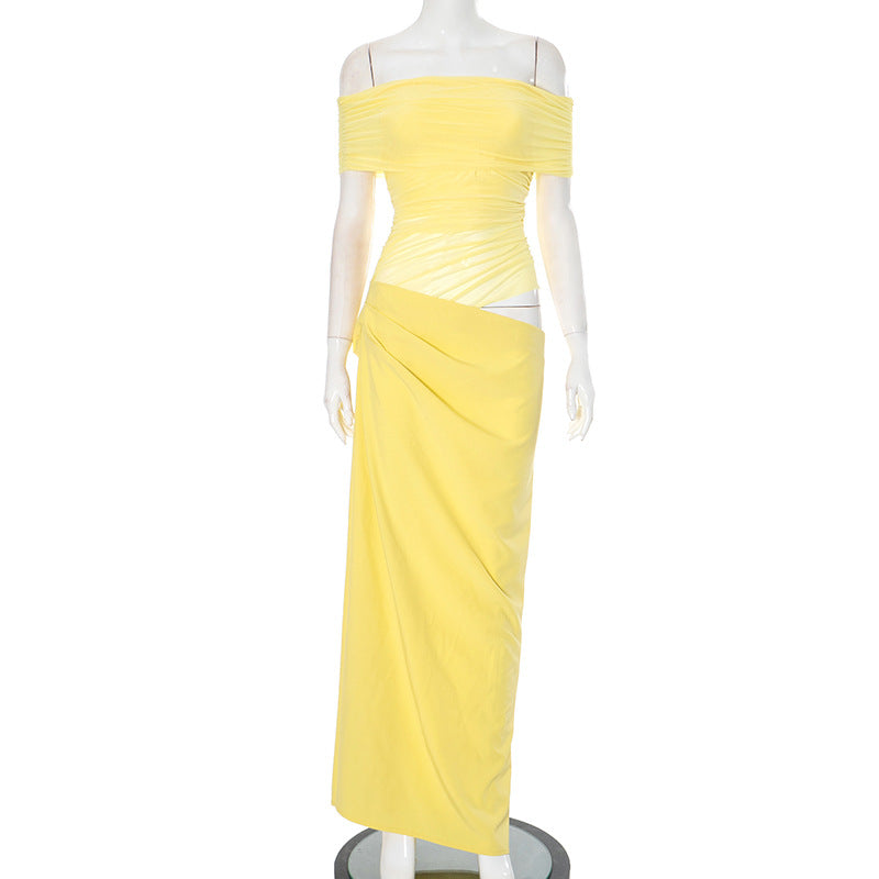 Women's Autumn Mesh Irregular Pleated Dress Dresses