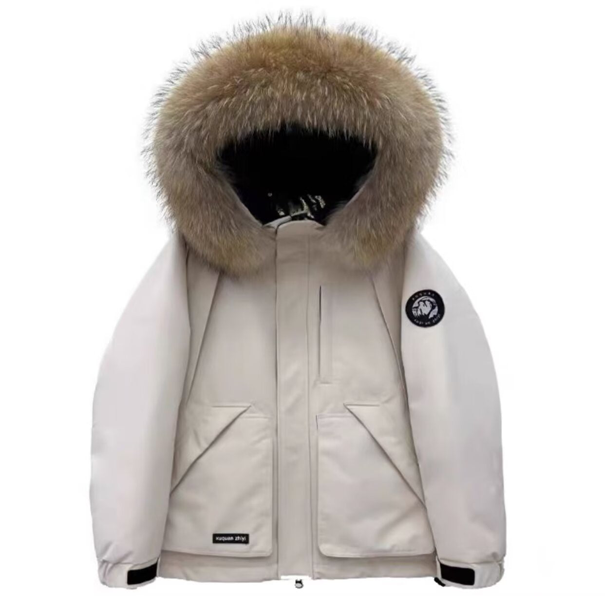 Women's Master's Large Fur Collar Labeling Parka Thickened Coats
