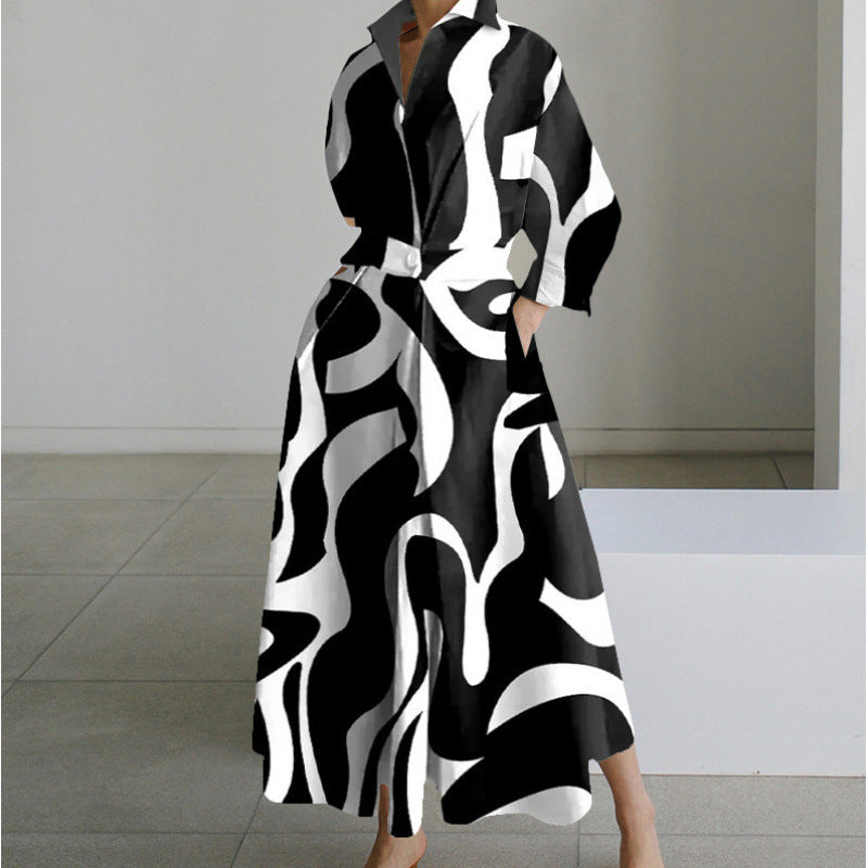 Commuting Fashion Collar Lining Sleeve Loose Dresses
