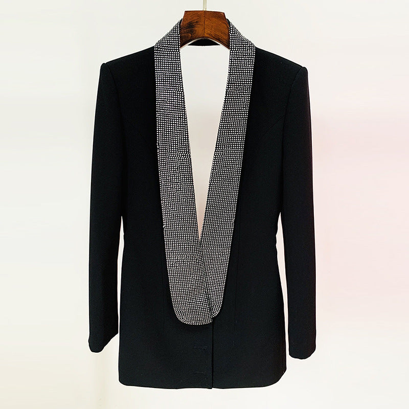 Personality Backless Hot Rhinestone Green Fruit Blazers