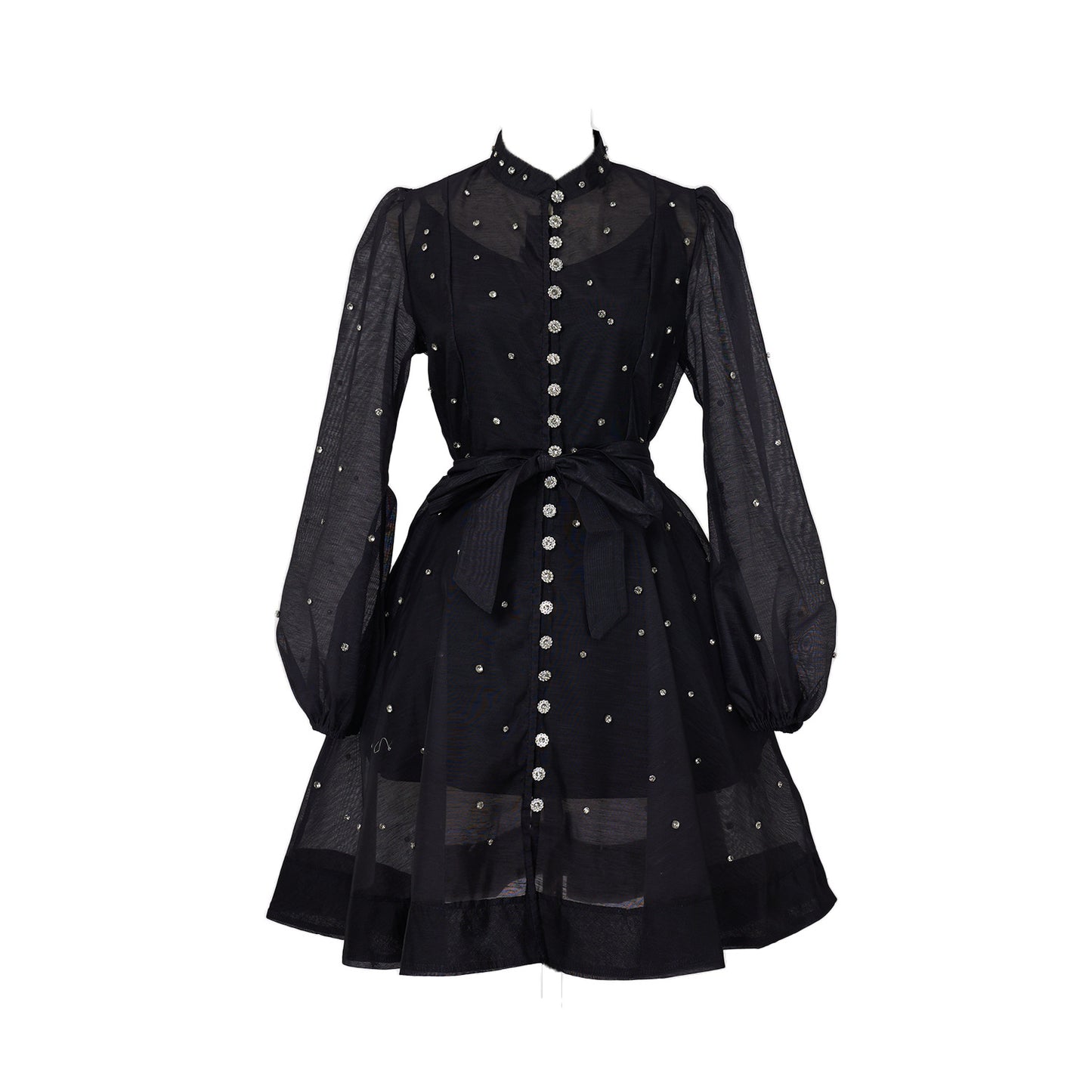 Lantern Sleeve Single-breasted Waist Slimming Large Hem Dresses