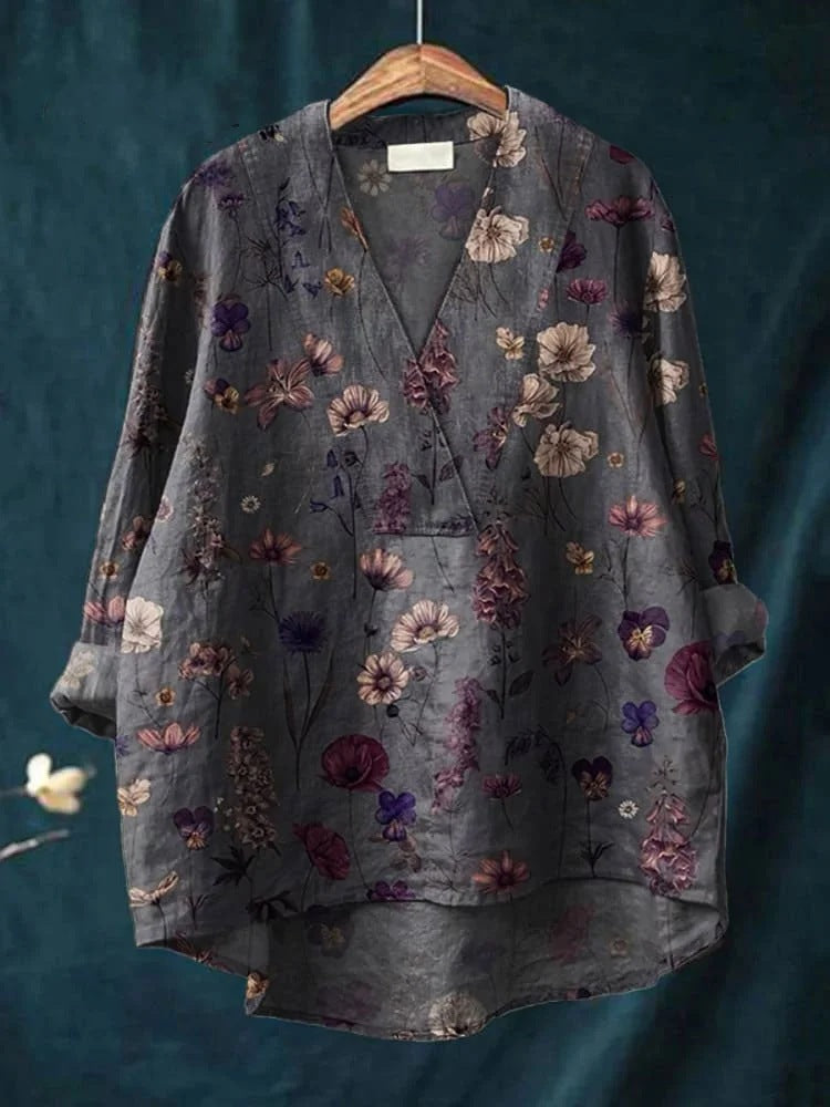 Women's Loose Printed Shirt For Long Sleeve Blouses