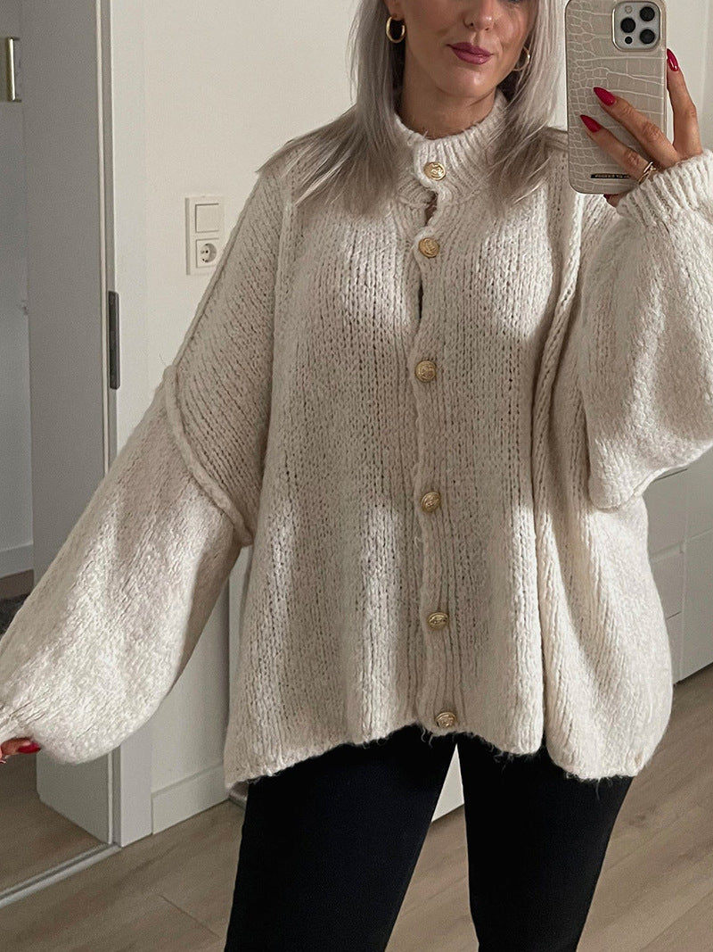 Fashion Solid Color Casual Retro Batwing Sweaters