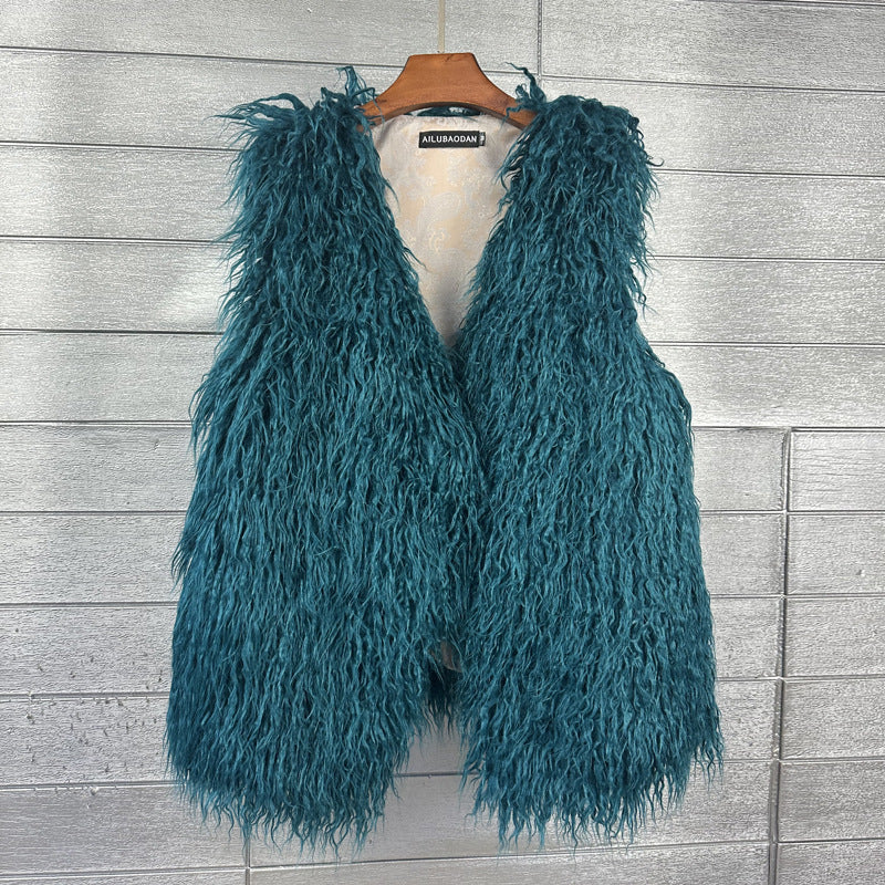 Women's Winter Mid-length Imitated Tibet Sheep Fur Coats