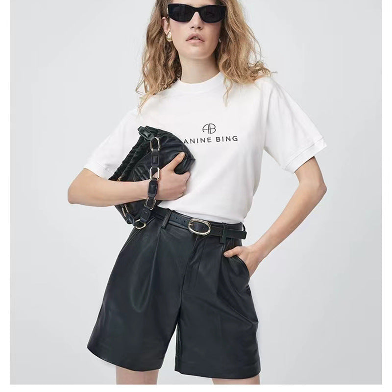 Women's North American Niche Front Printed Classic Letter Patchwork Blouses