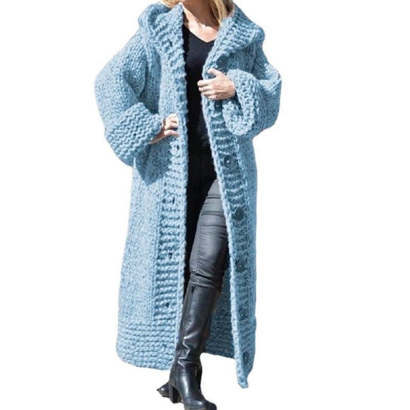 Women's Loose Hooded Long Knitted Large Sweaters