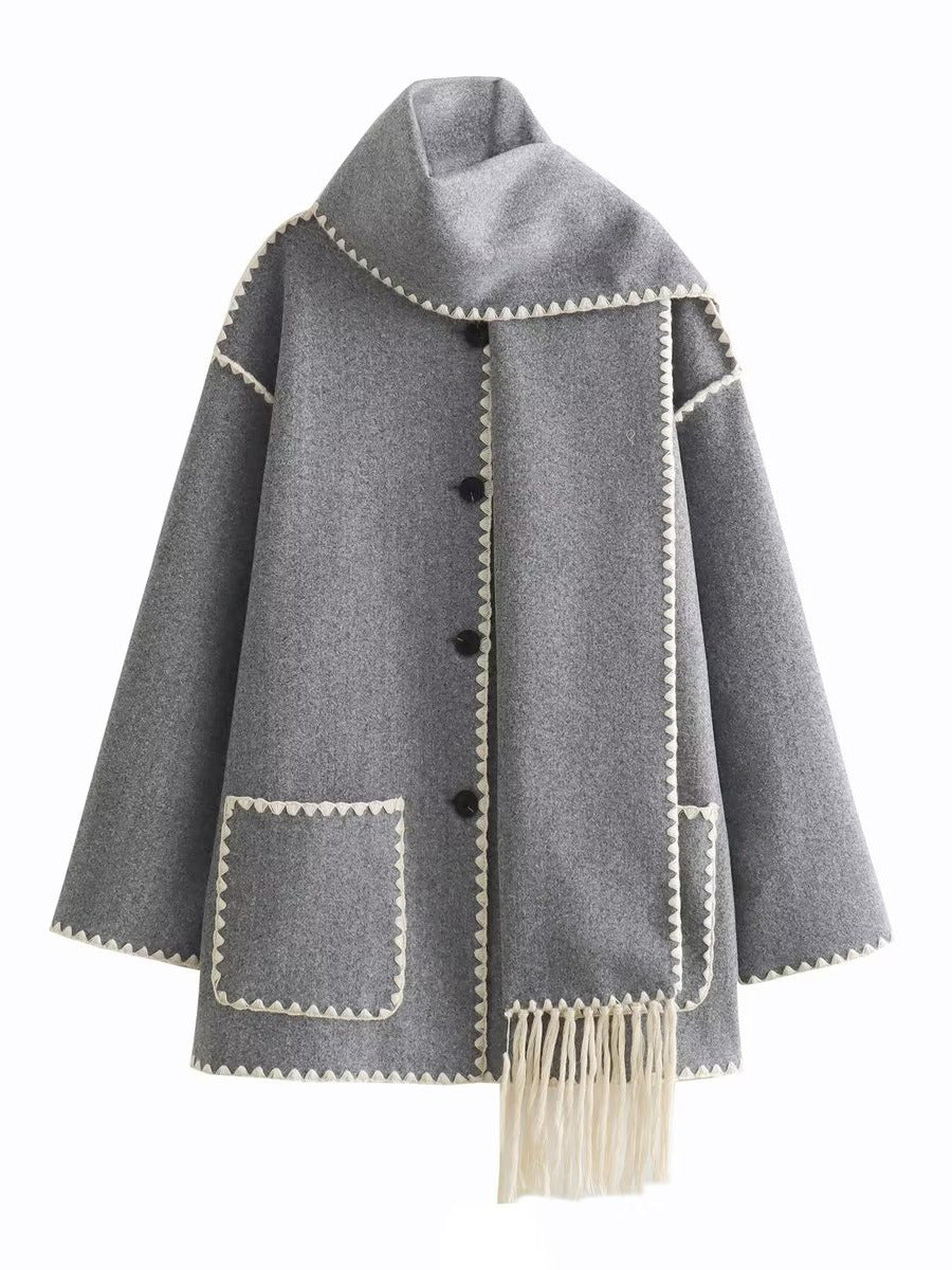 Women's Solid Color Fashion Classic Style Scarf Coats
