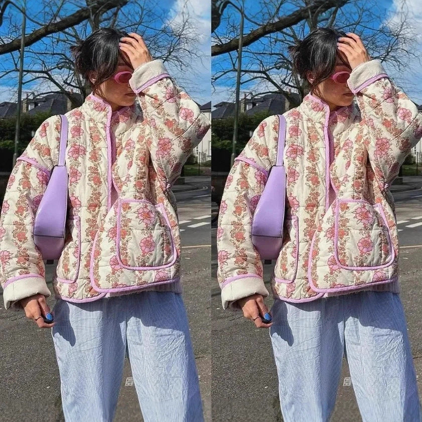 Women's Unique Loose Fashion Printed Quilted Coats