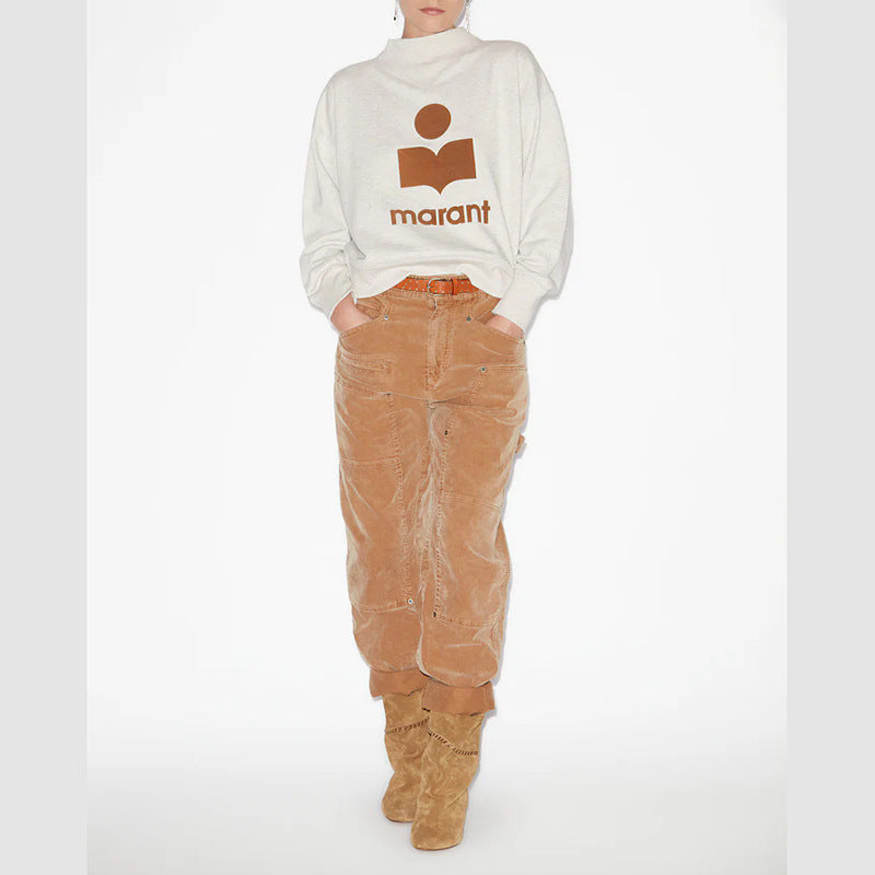 Women's American Niche Classic Flocking Thread Half Turtleneck Stand Sweaters